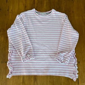 Boden Pink Stripe Ruffle Boxy Top